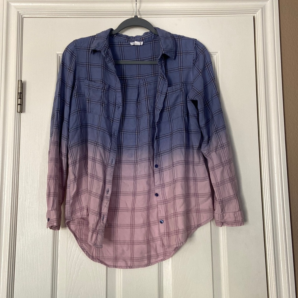 ombre button down flannel